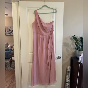 David’s bridal shoulder ruffle, chiffon gown